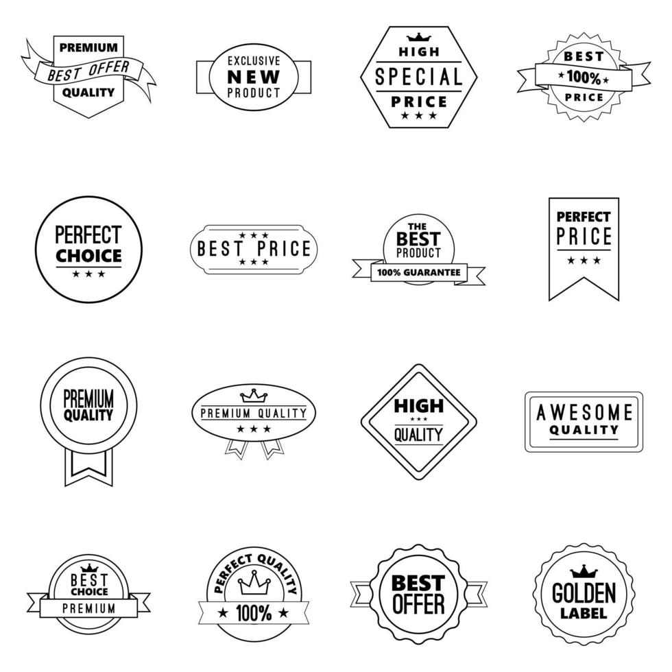 Retail label icon set outline vector