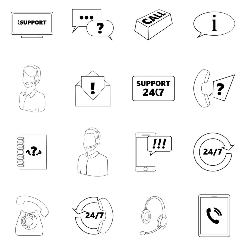 Call center icon set outline vector