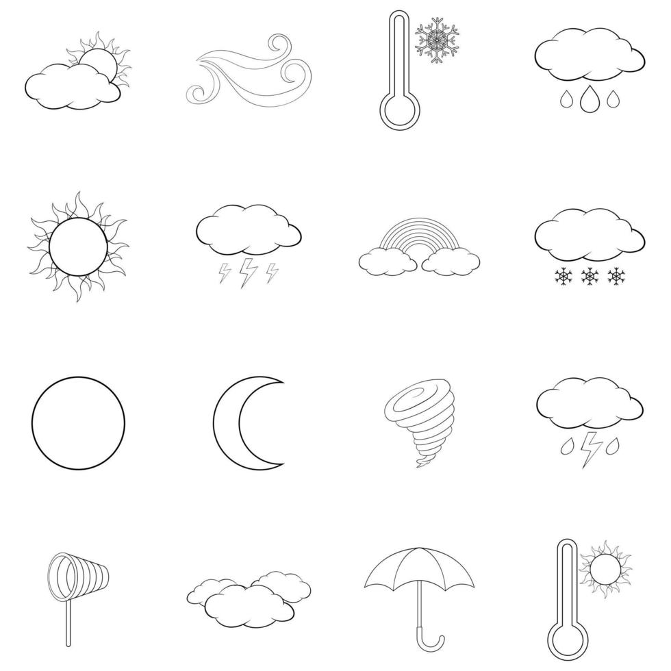 Weather icon set outline vector