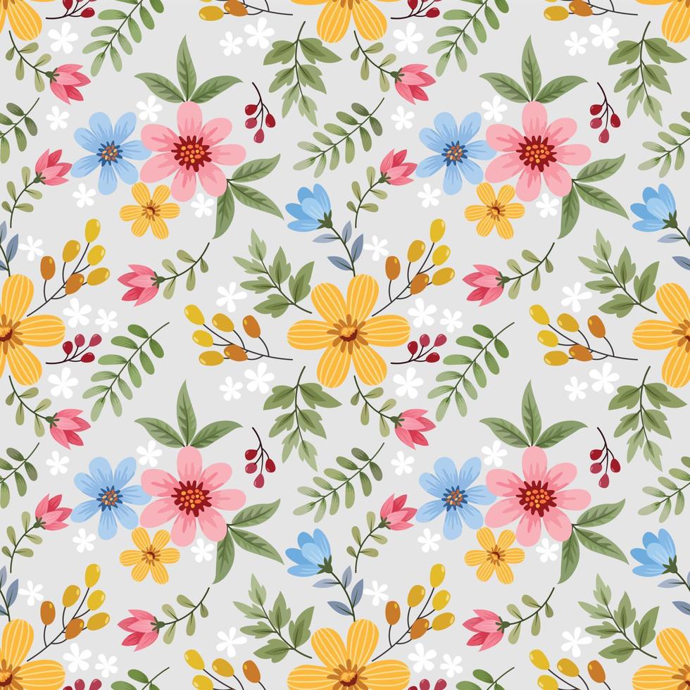 Colorful hand draw flowers seamless pattern. vector