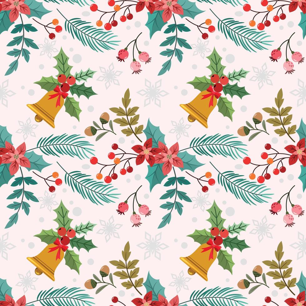 Christmas plant with element on white background seamless pattern ...