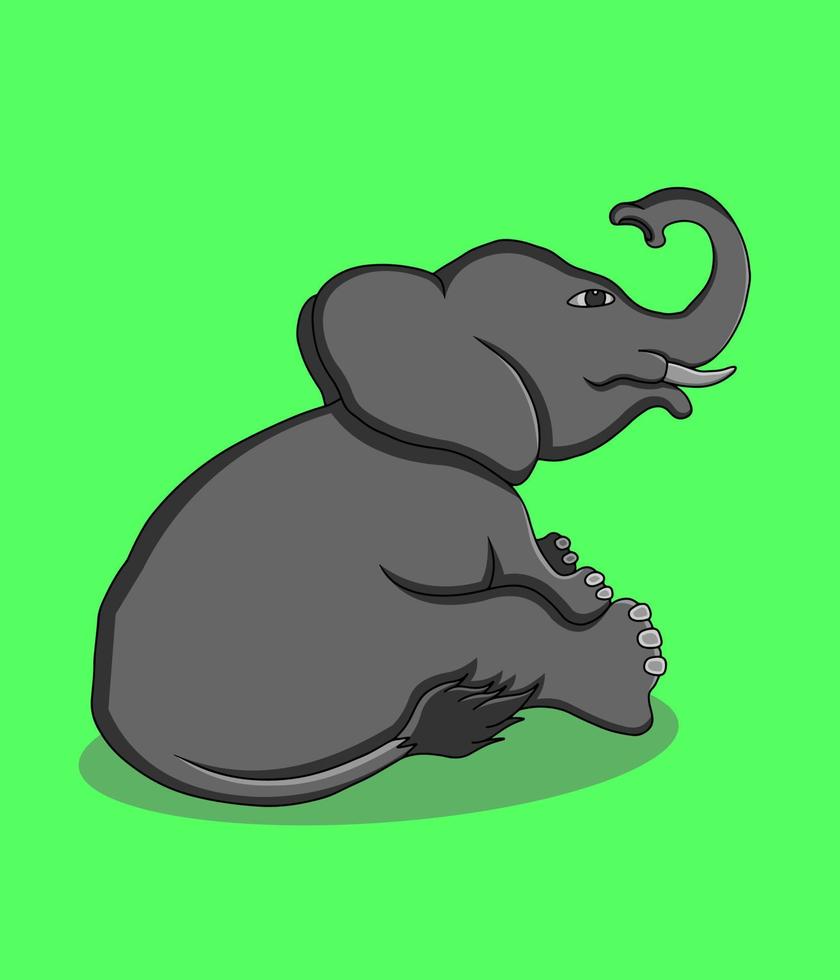 ilustración gráfica vectorial de un lindo elefante sentado relajado. ilustraciones adecuadas para portadas de libros infantiles y otras necesidades de diseño. ilustración de fondo simple. vector