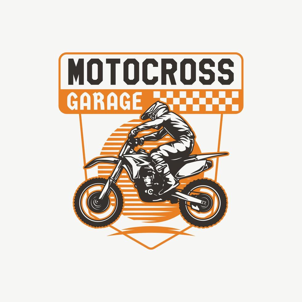 insignia del logotipo del club de aventura de motorcross dibujado a mano vector