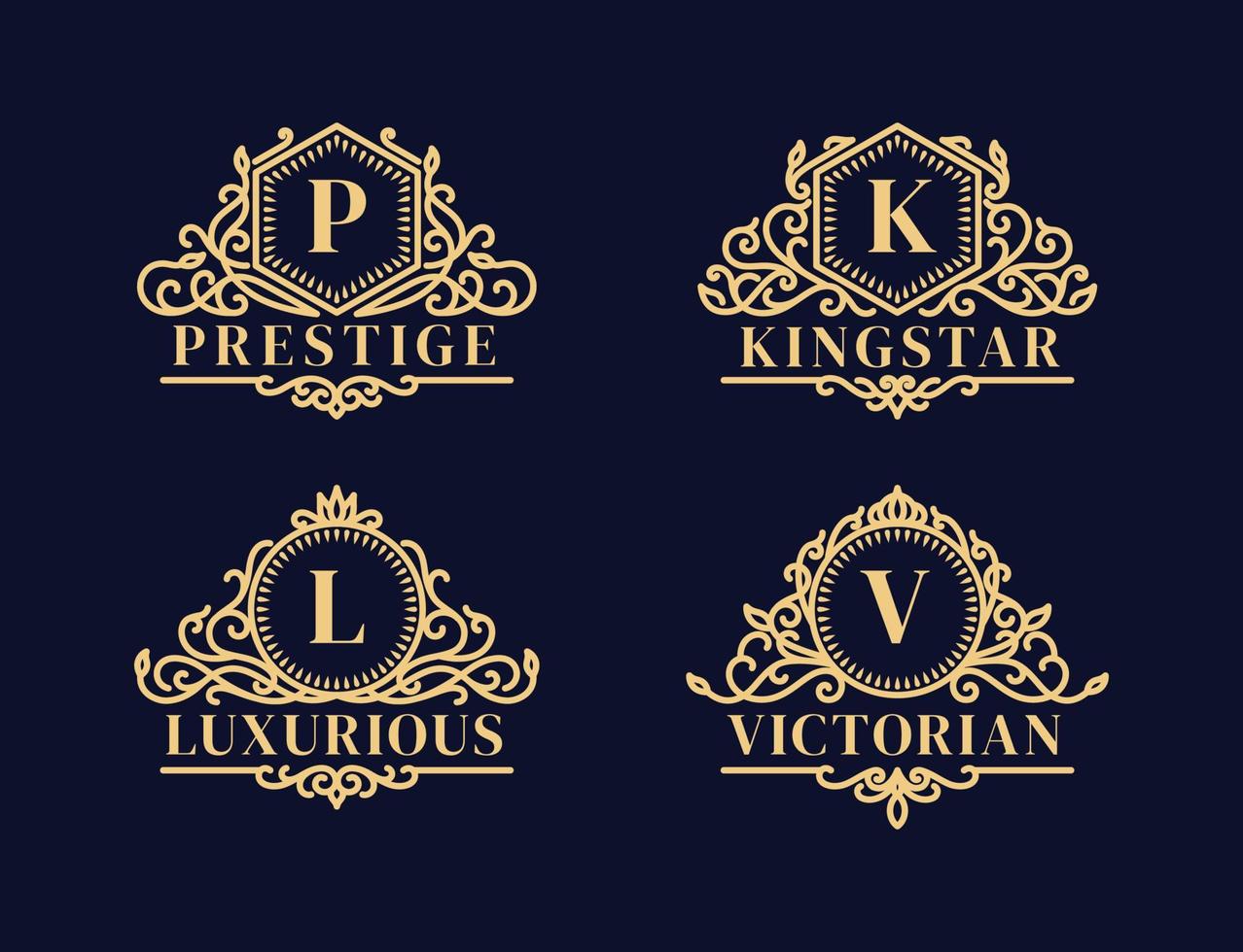 establecer marcos de adorno victoriano dibujados a mano insignia de logotipo de lujo vintage vector
