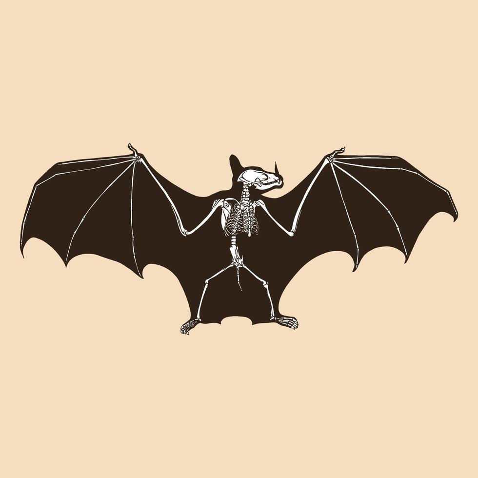 Ilustración de vector de murciélago esqueleto