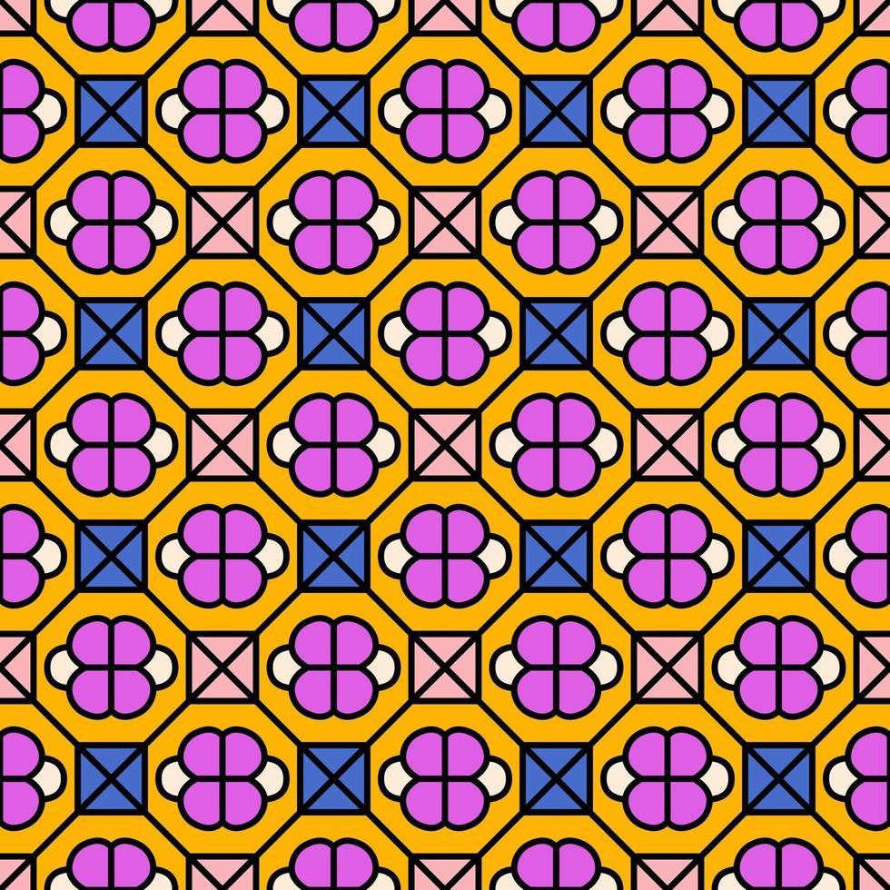 Abstract colored seamless pattern. Geometric ornament in bright trendy colour. Illustration with rhombus and square for background in graphic design and fabric. Art in retro style for wallpaper. vector