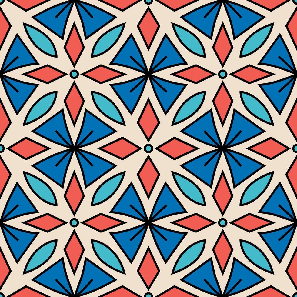 Geometric retro pattern in modern style. Decorative print for fabric and graphic design. Abstract vector seamless ornament.
