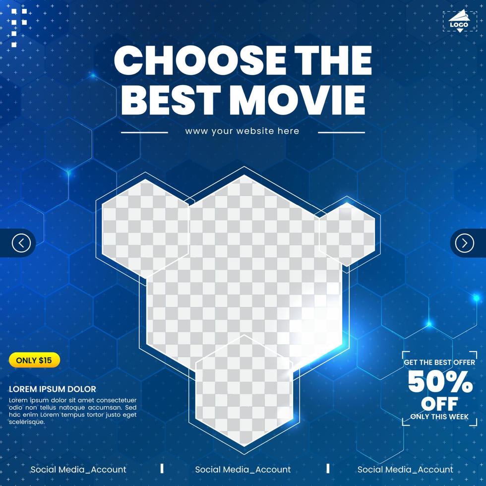 Movie collection square flyer template design vector