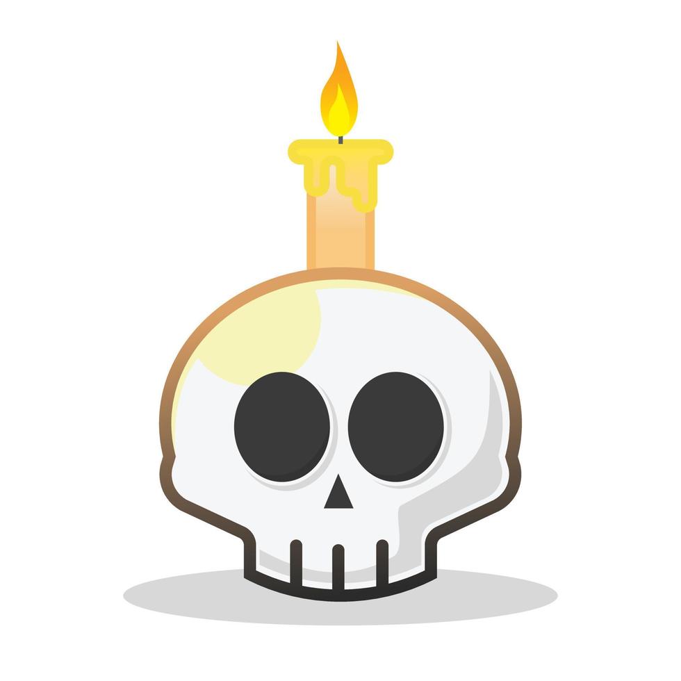 Free Skull Head with candle light vector icon in cute cartoon style asset editable