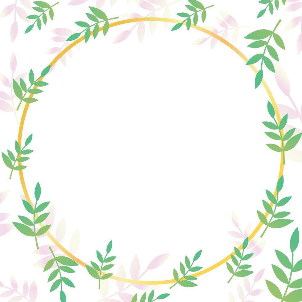 green frame leaf circle background vector