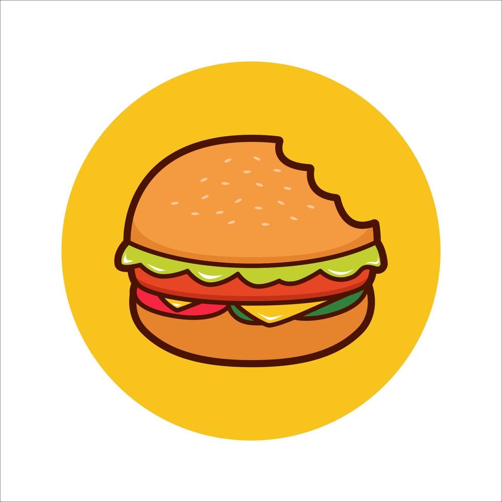 ilustración de vector de hamburguesa de hamburguesa mordida