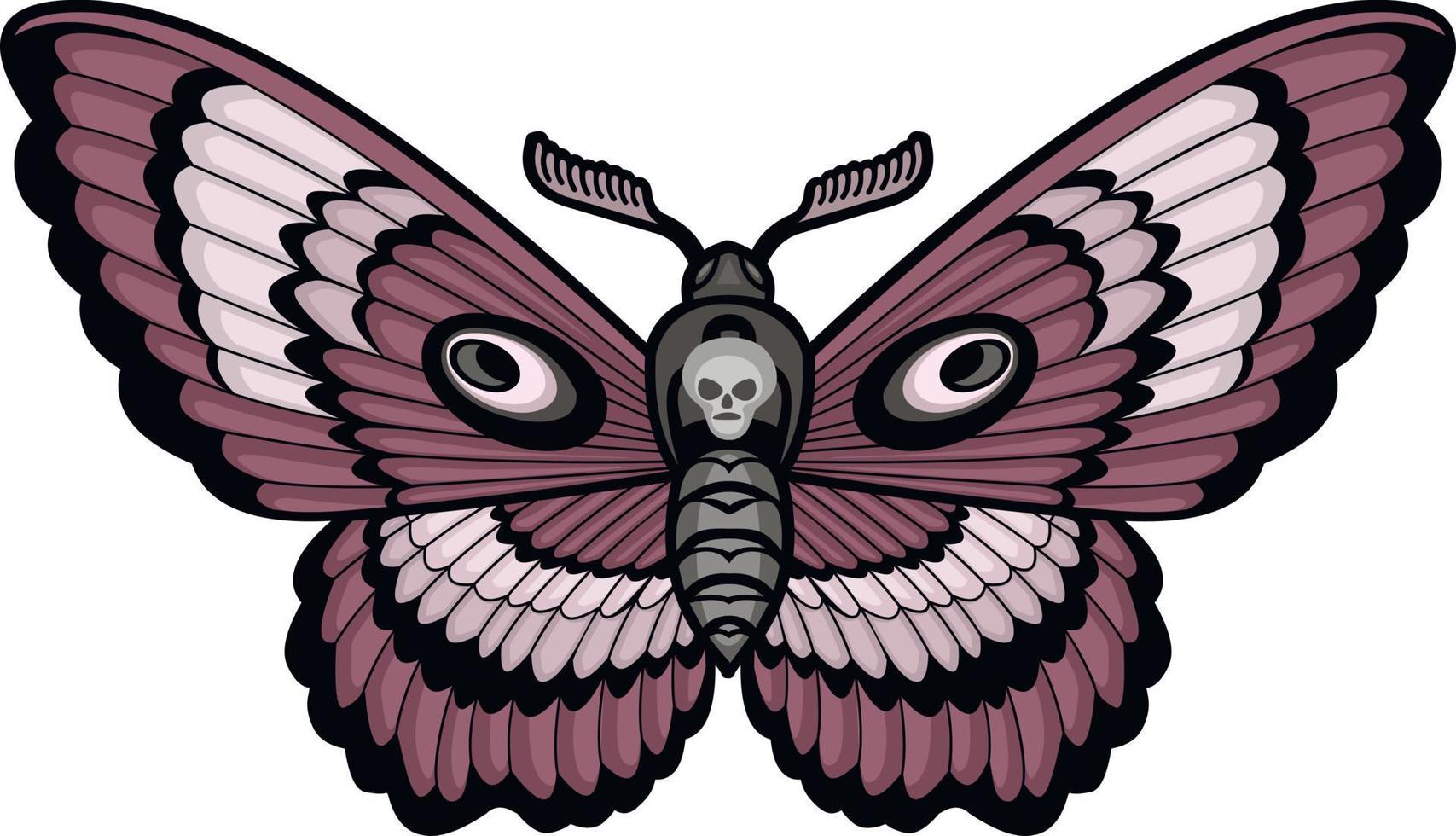 death's-head hawk moth and skull vector