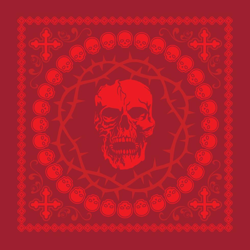 Gothic pattern with skull, bandana vector