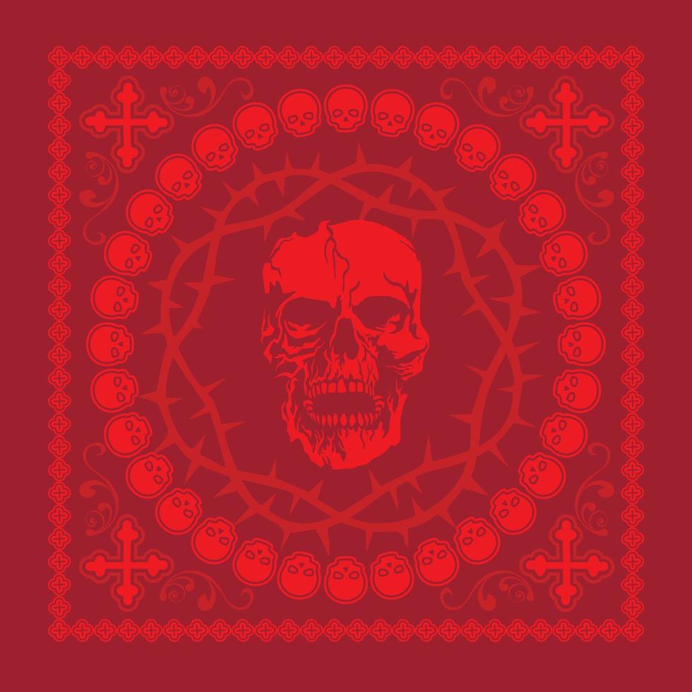 patrón gótico con calavera, bandana vector