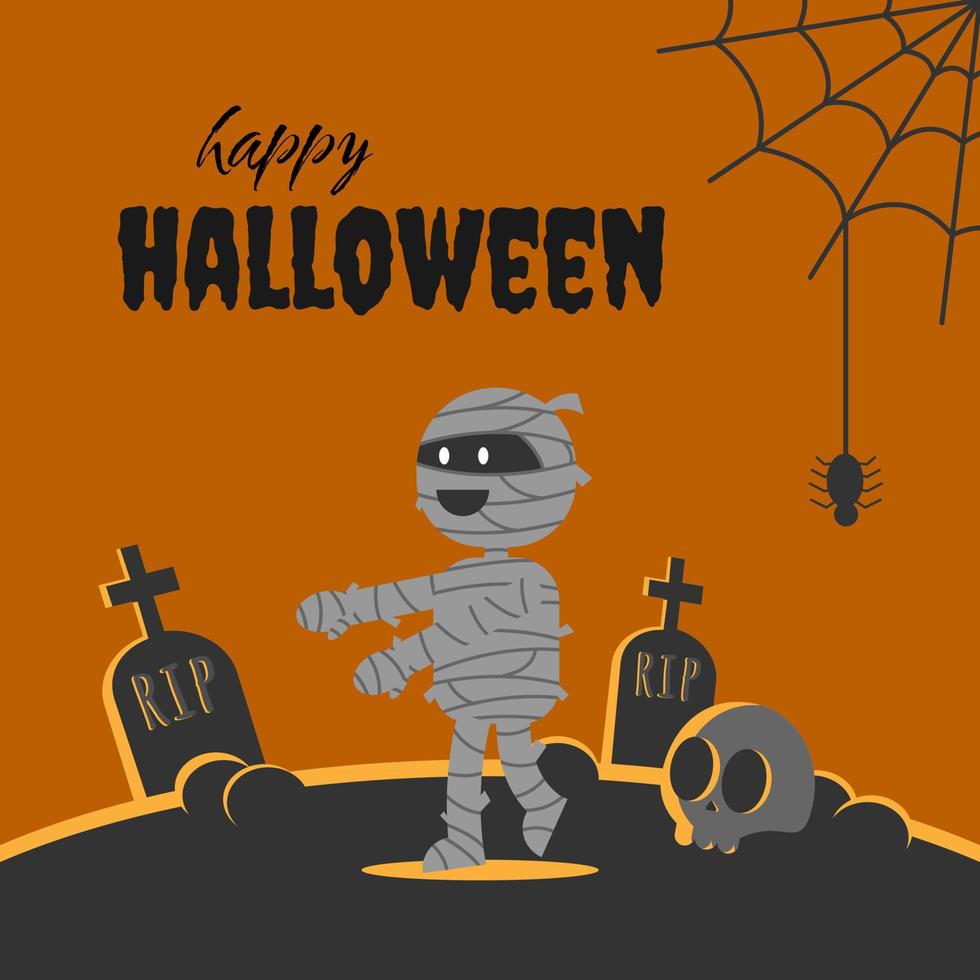 Happy Halloween From Cute Mummy. Suitable For Halloween Events, Cards, Posters, etc vector