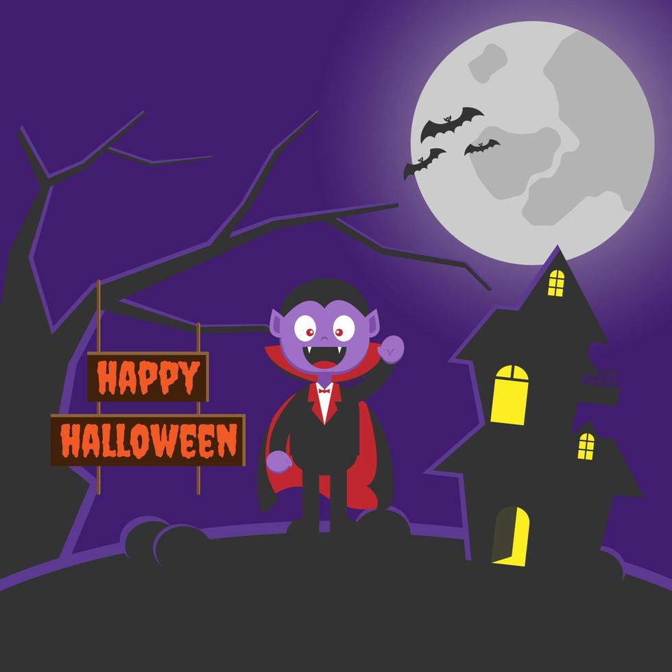 feliz halloween del lindo vampiro drácula. adecuado para eventos de halloween, tarjetas, carteles, etc. vector