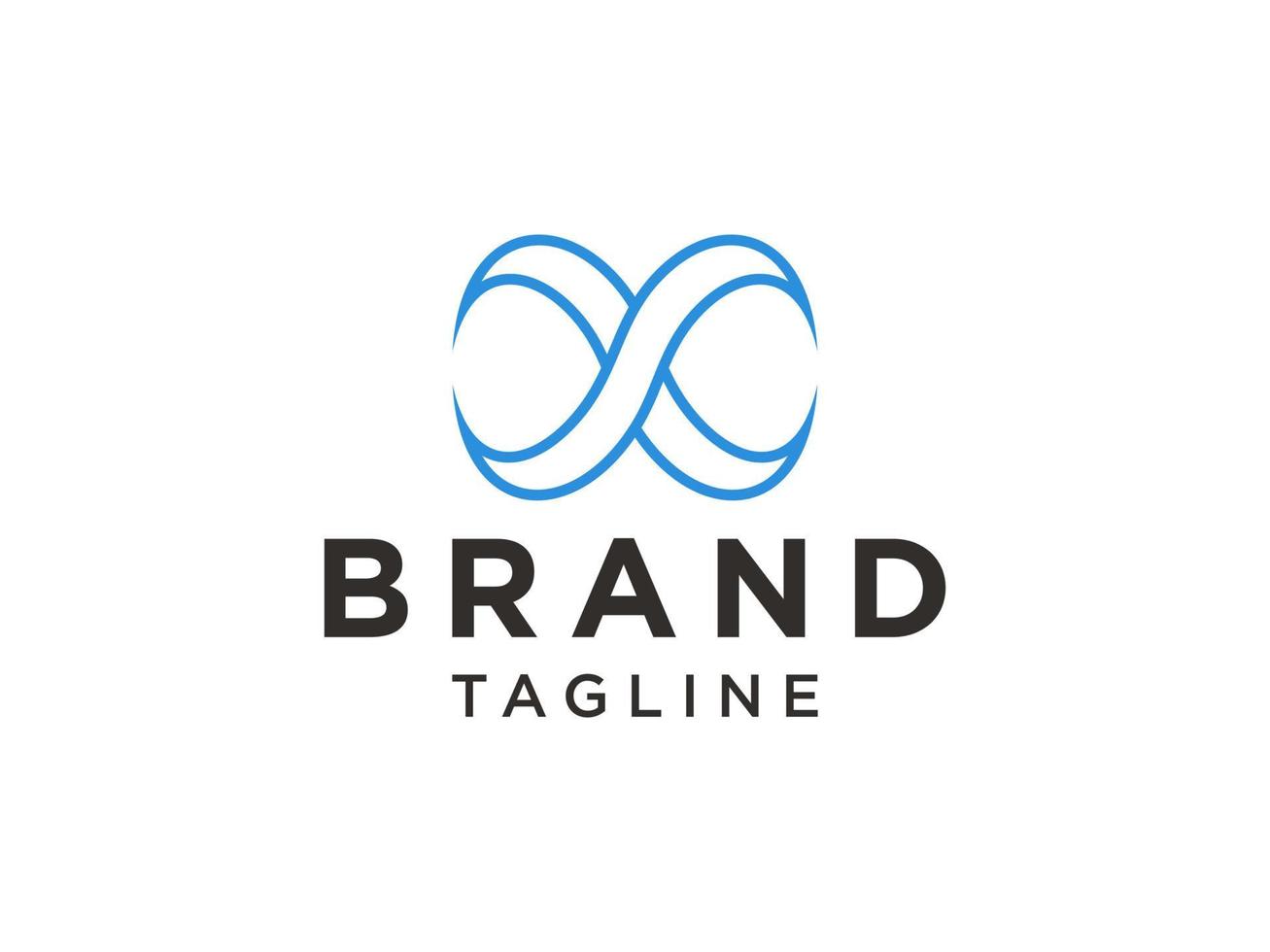 Modern Infinity Logo. Blue Sea Wave with Black Geometric Striped Lines Combination isolated on White Background. Usable for Business and Technology Logos. Flat Vector Logo Design Template Element.