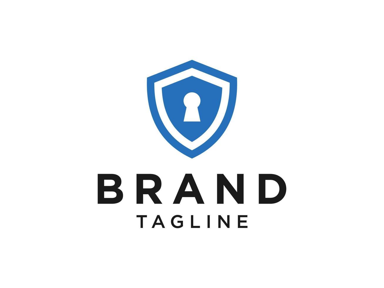 Blue Shield with Keyhole inside. Security Logo Protection Symbol Vector Logo Design