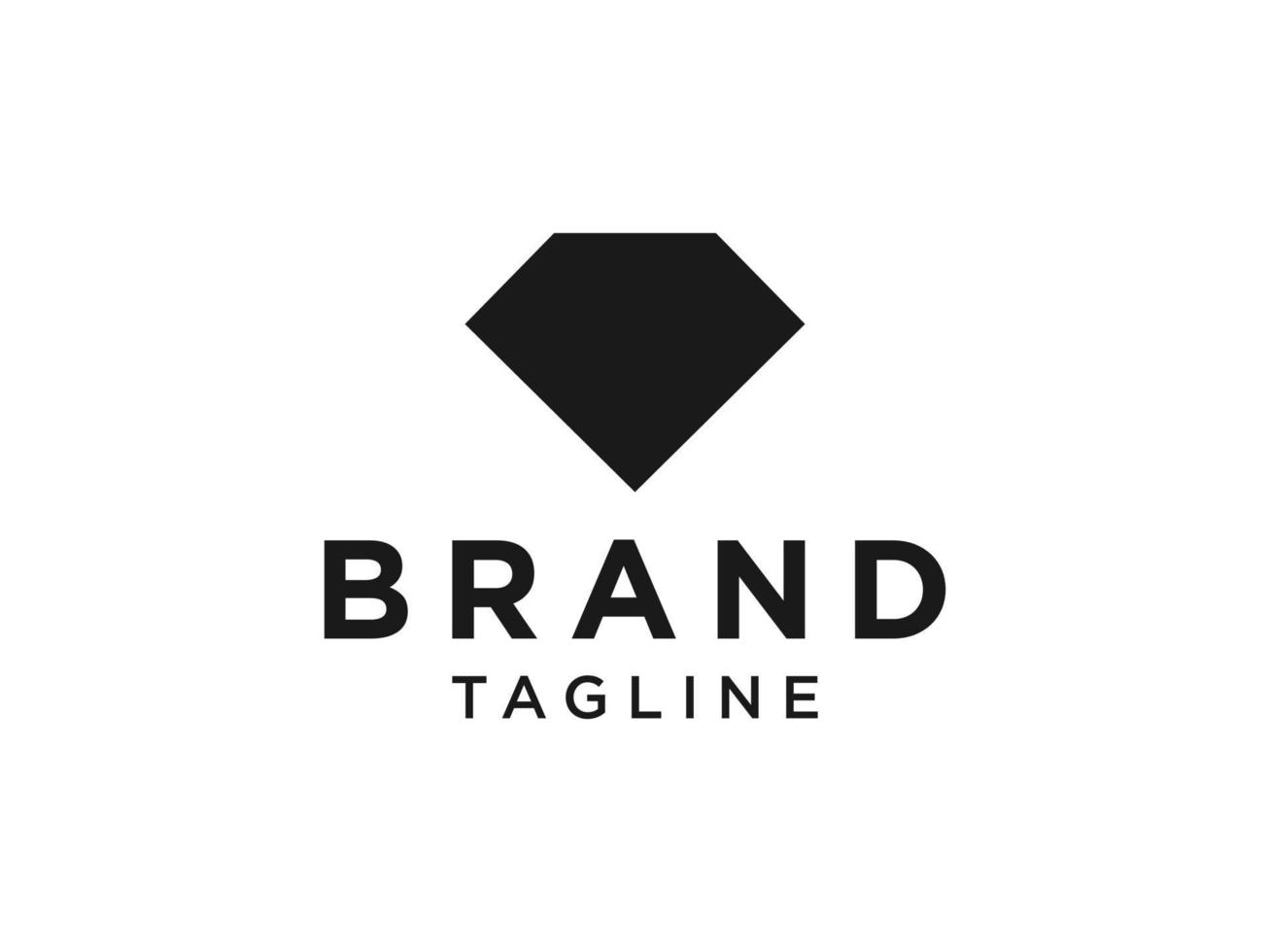 Simple Diamond Logo Line. Black Geometric Crystal Gem isolated on White Background. Flat Vector Logo Design Template Element for Business and Branding Logos.