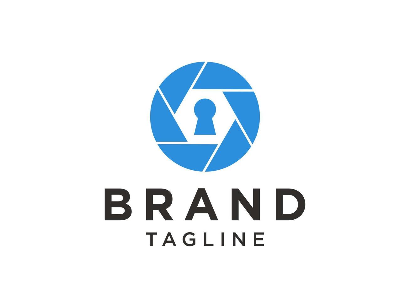 Security Logo. Shield Camera with Padlock Icon Inside. Flat Vector Logo Design Template Element.