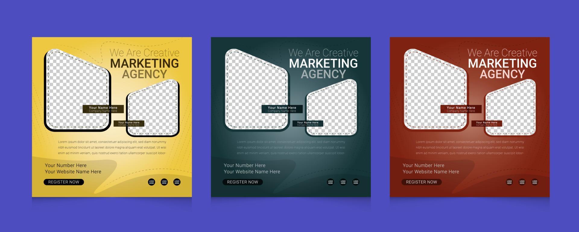 Digital marketing agency corporate  social media post template set vector