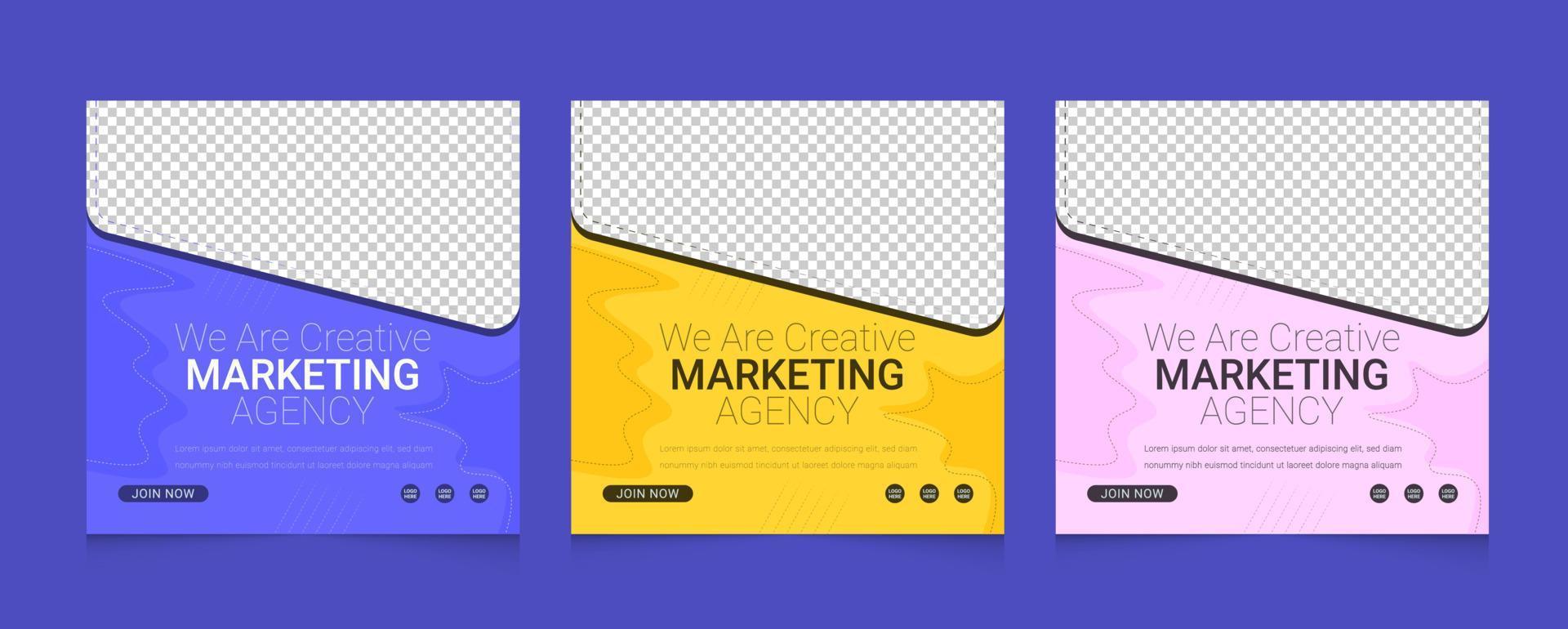 Digital marketing agency corporate  social media post template set vector