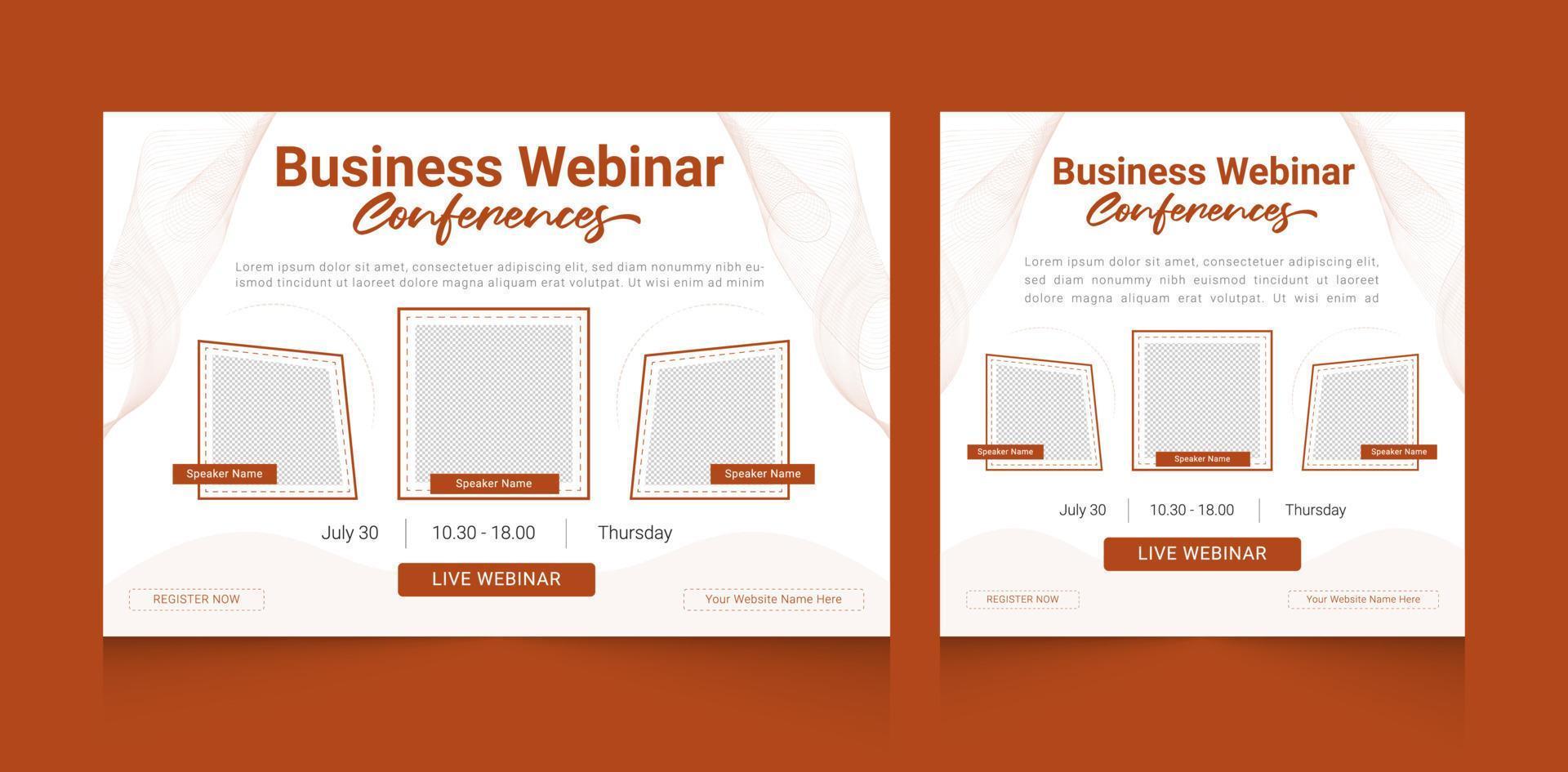 business Webinar conferences banner invitation with social media post template design vector