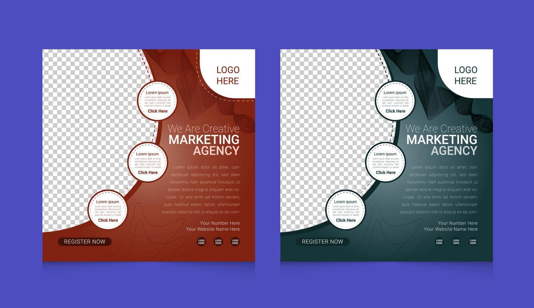 Digital marketing agency corporate  social media post template set vector