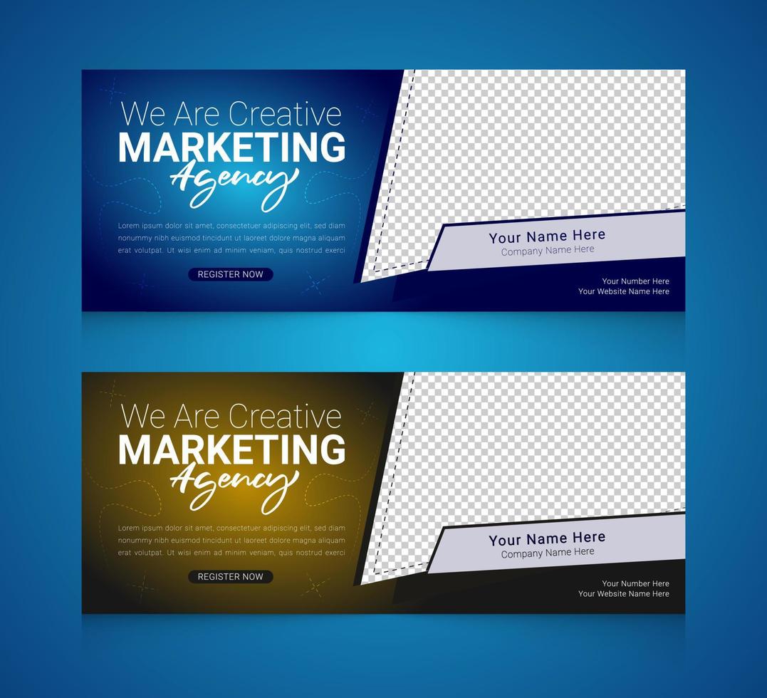 conjunto de plantillas de banner horizontal de agencia de marketing digital profesional vector