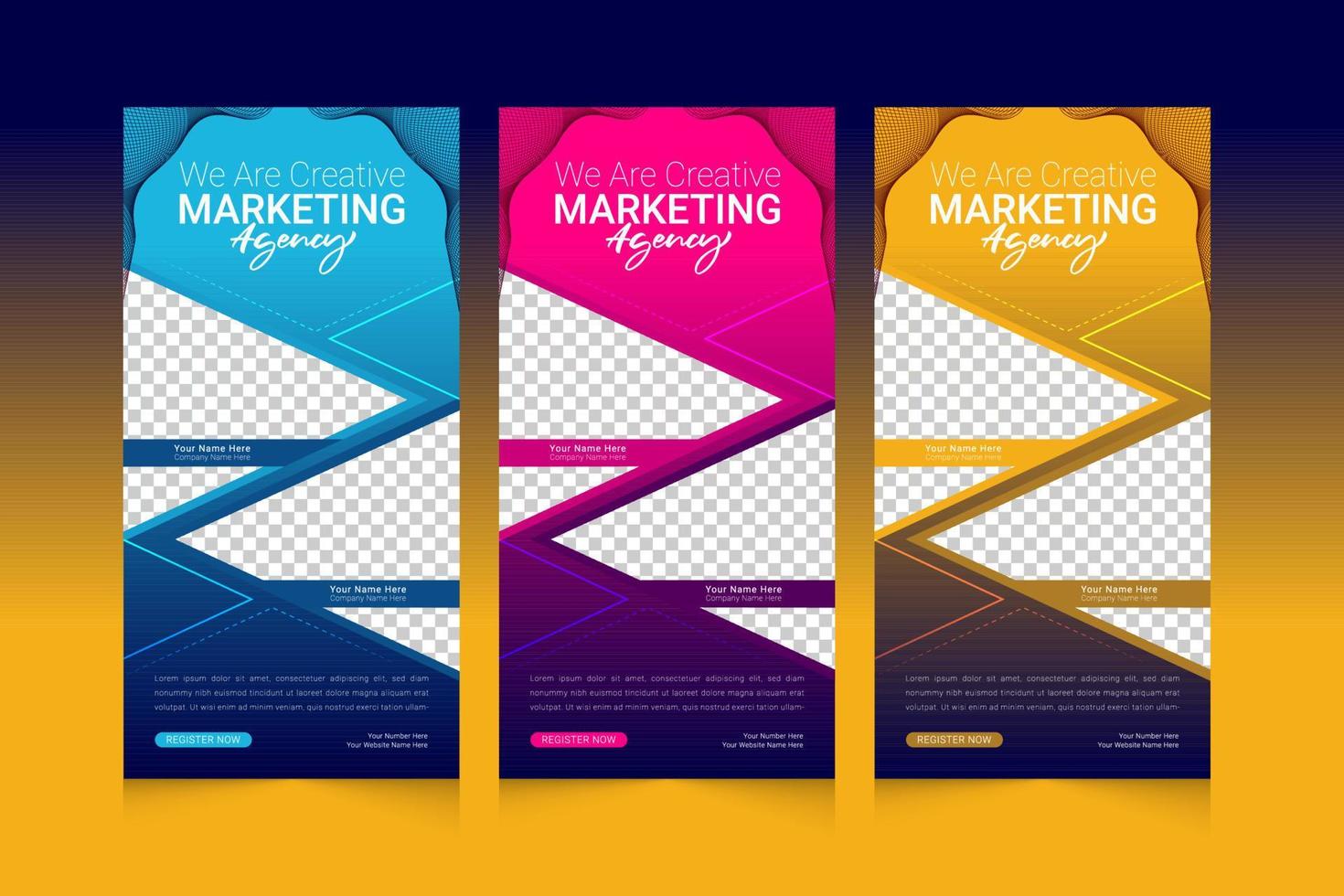 Professional Digital Marketing Agency vertical banner template set vector