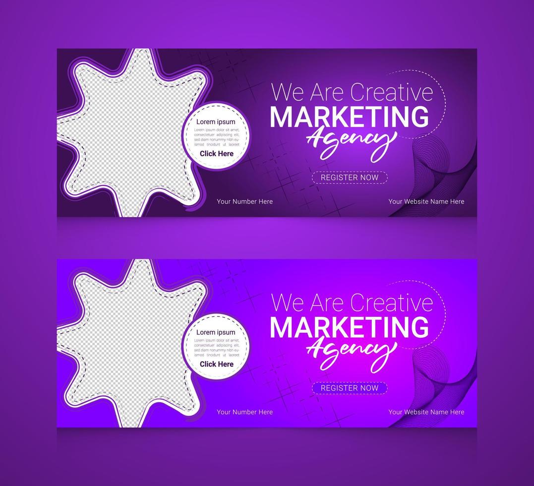 Professional Digital Marketing Agency horizontal banner template set vector
