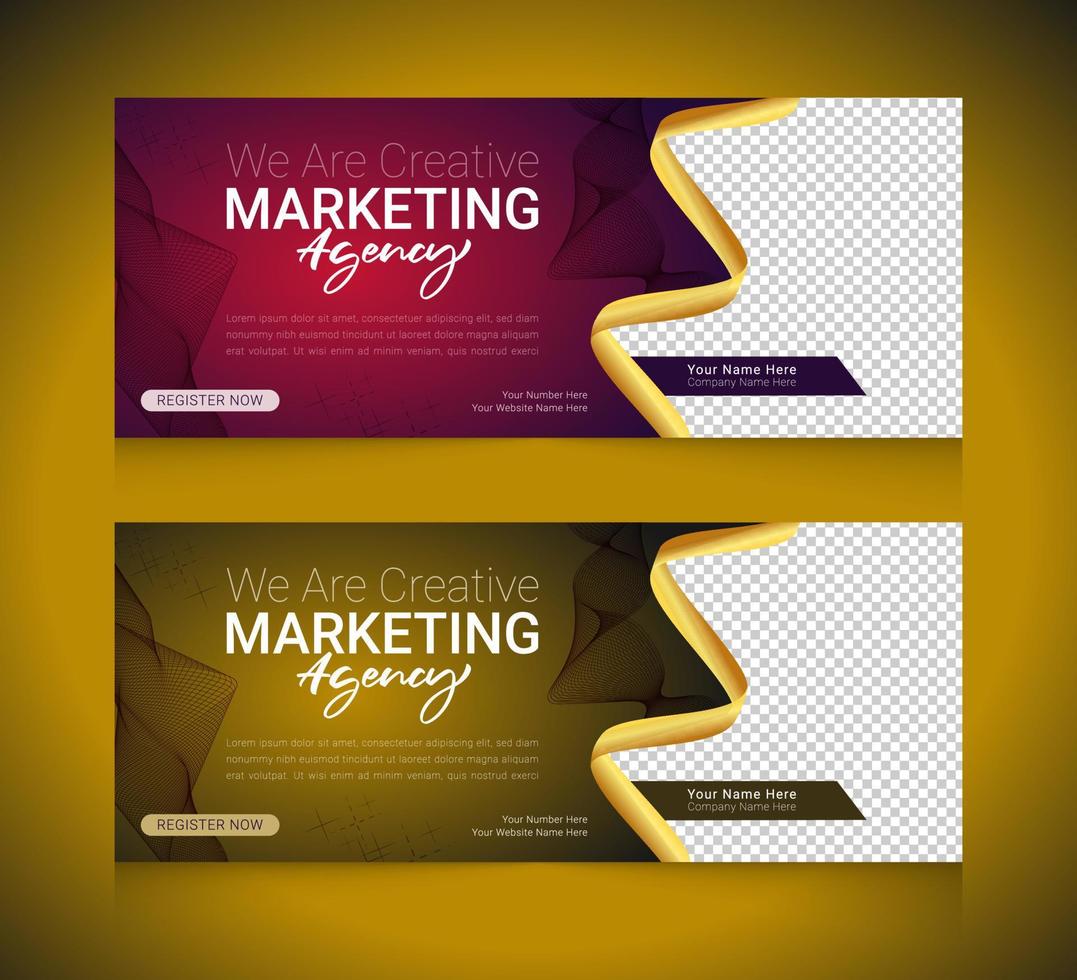 Professional Digital Marketing Agency horizontal banner template set vector