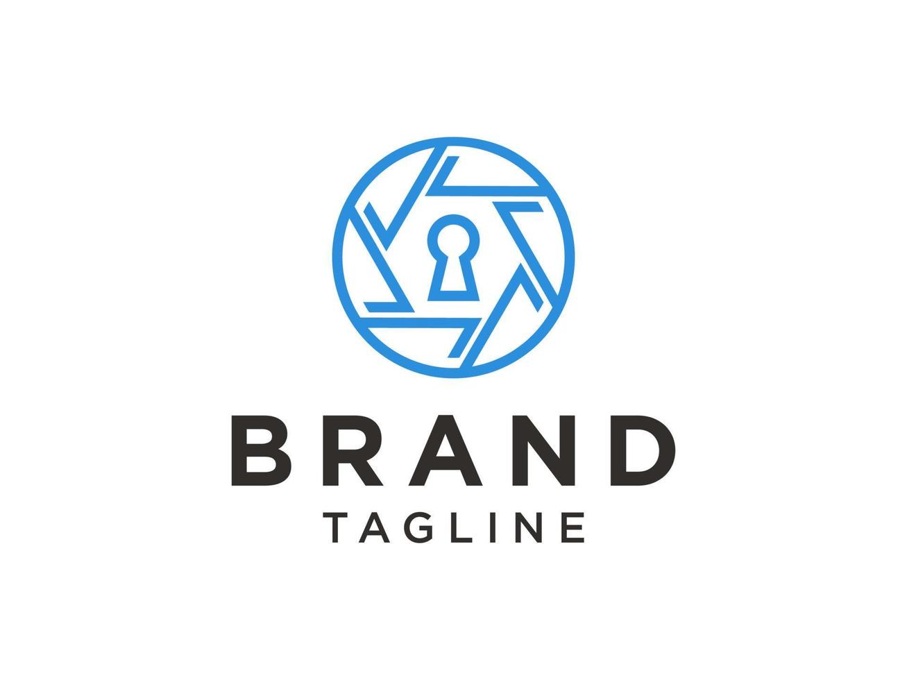 Security Logo. Shield Camera with Padlock Icon Inside. Flat Vector Logo Design Template Element.