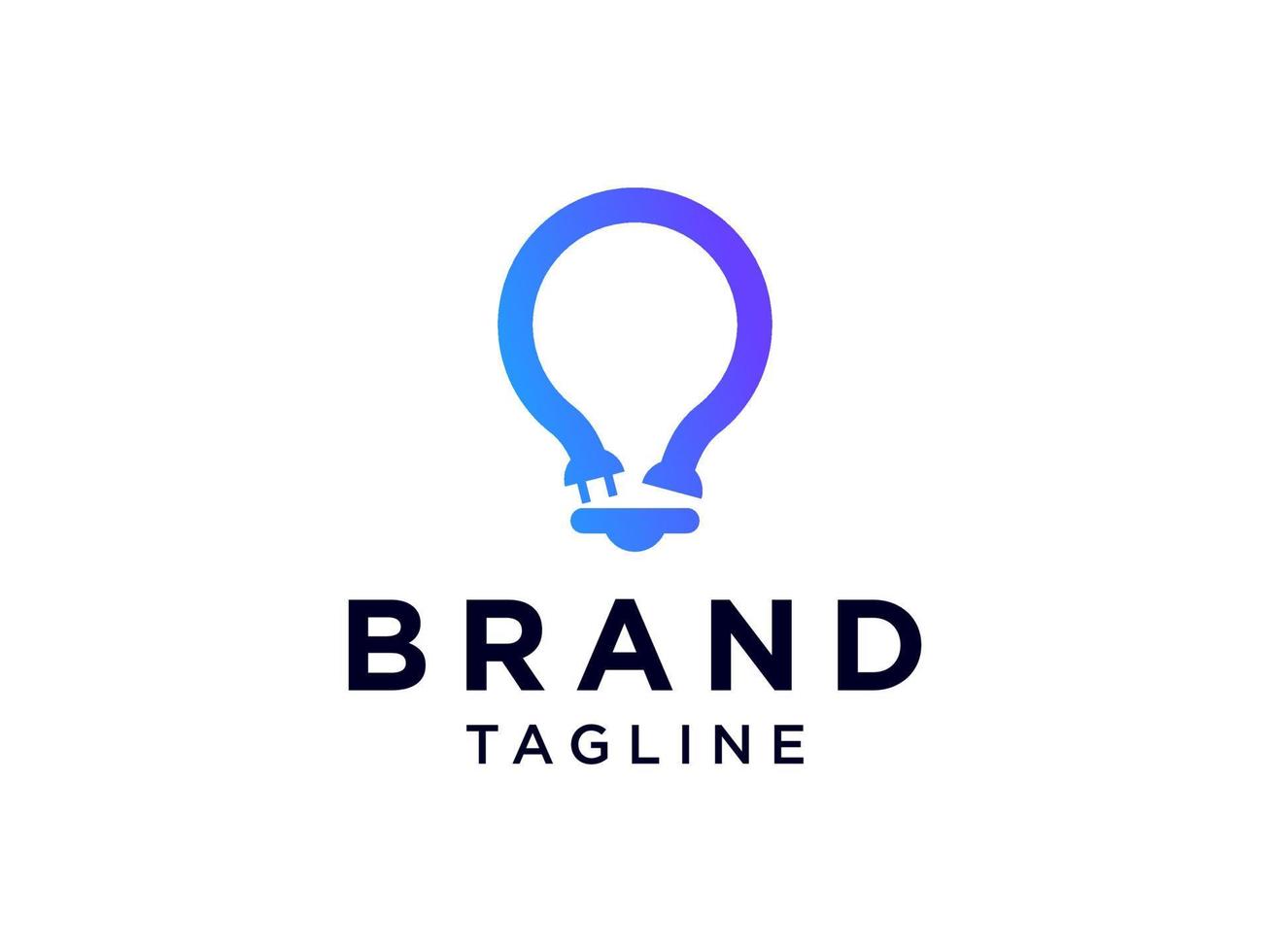 Modern Electric Logo. Blue Bright Lightbulb Line Icon Electricity Symbol isolated on White Background. Usable for Business and Branding Logos. Flat Vector Logo Design Template Element.