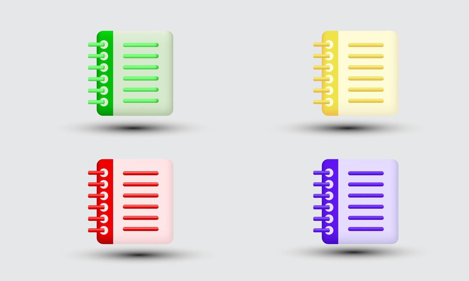 único 3d conjunto vacío bloc de notas colorido aislado en vector