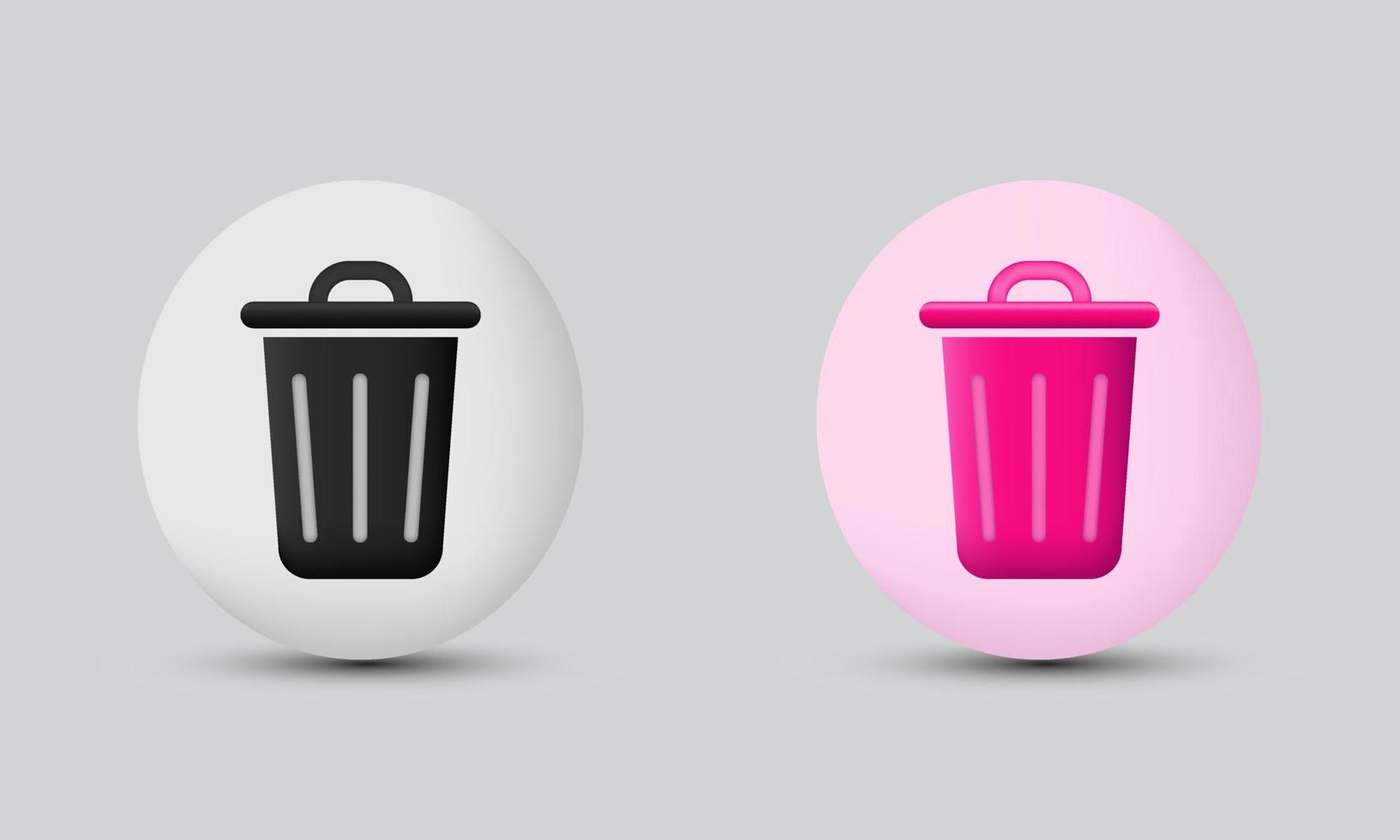 unique recycle bin icon vector 3d style isolated on