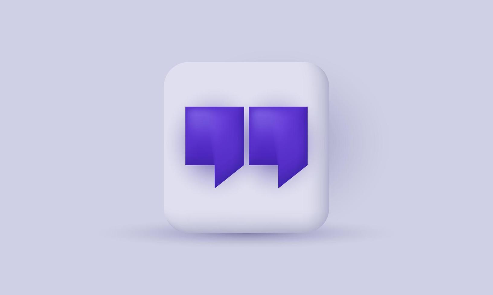 unique purple text quote speech 3d icon isolated on vector