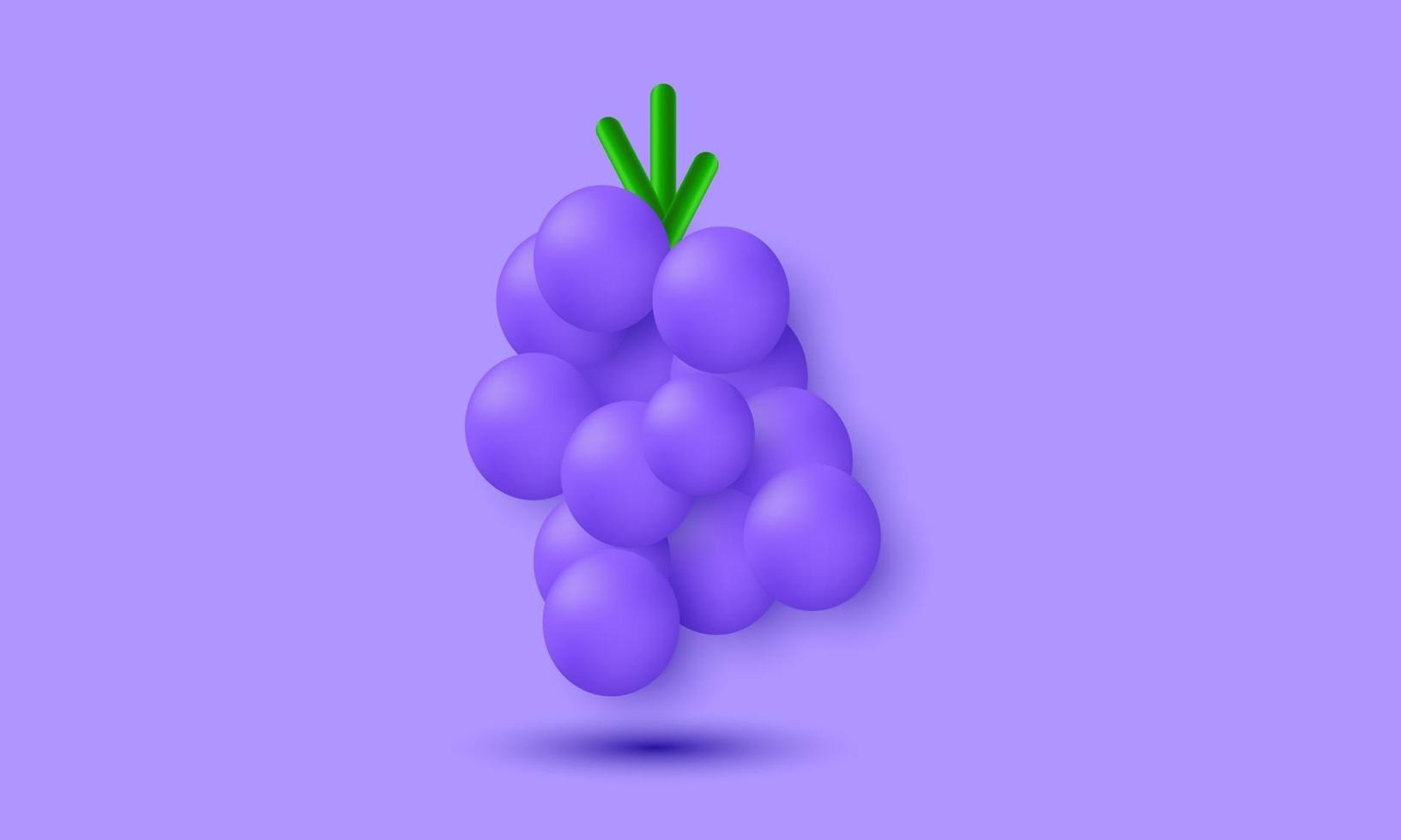 unique 3d grape cartoon style floating minimal isolated on vector