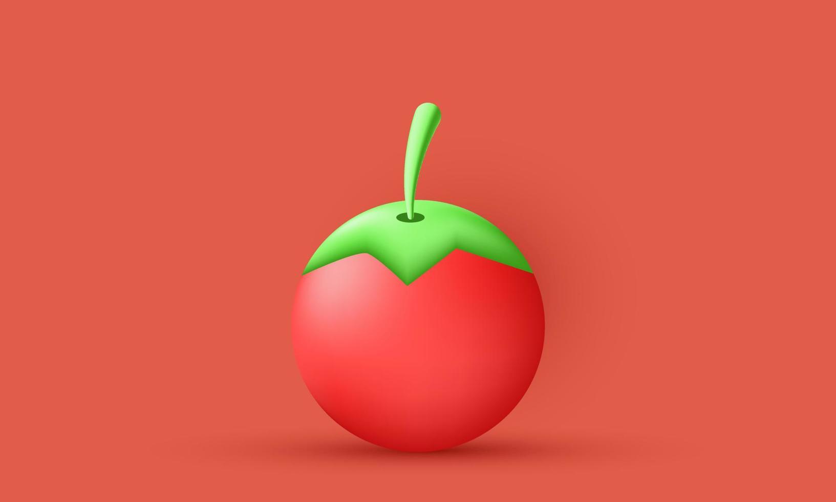 tomate único 3d frutas verduras ilustración diseño icono aislado en vector