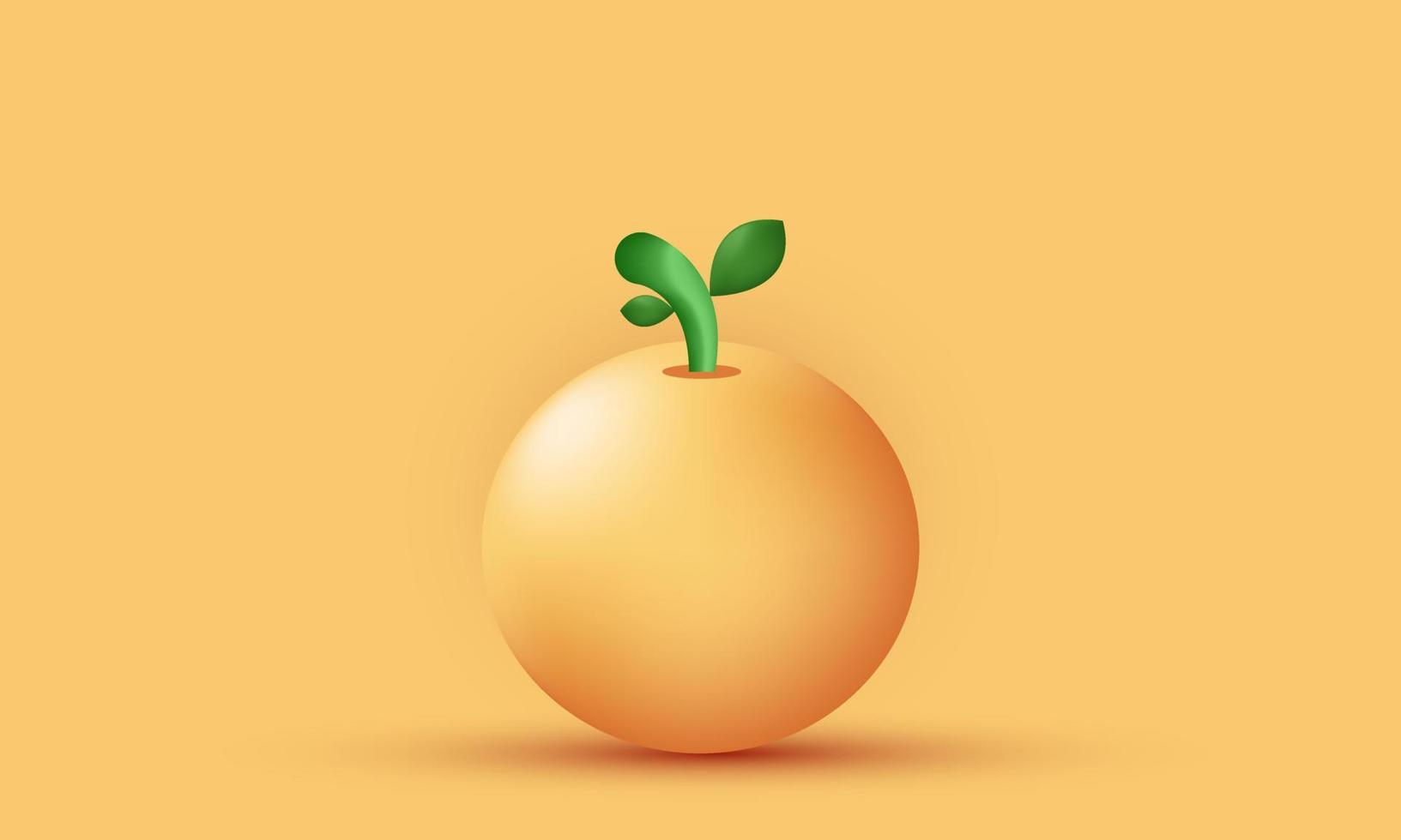 único naranja 3d frutas verduras ilustración diseño icono aislado en vector