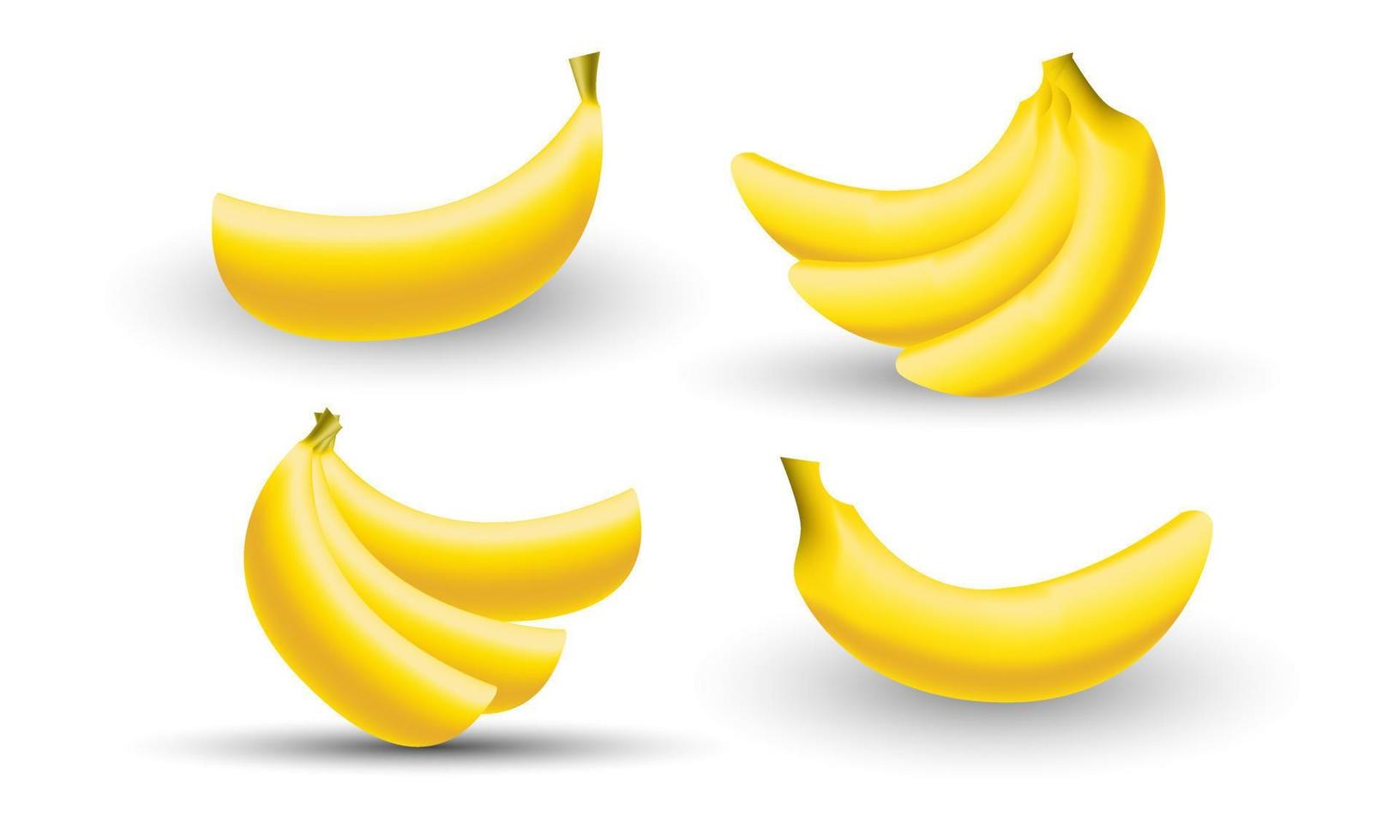 unique 3d rendering set banana icon isolated on vector