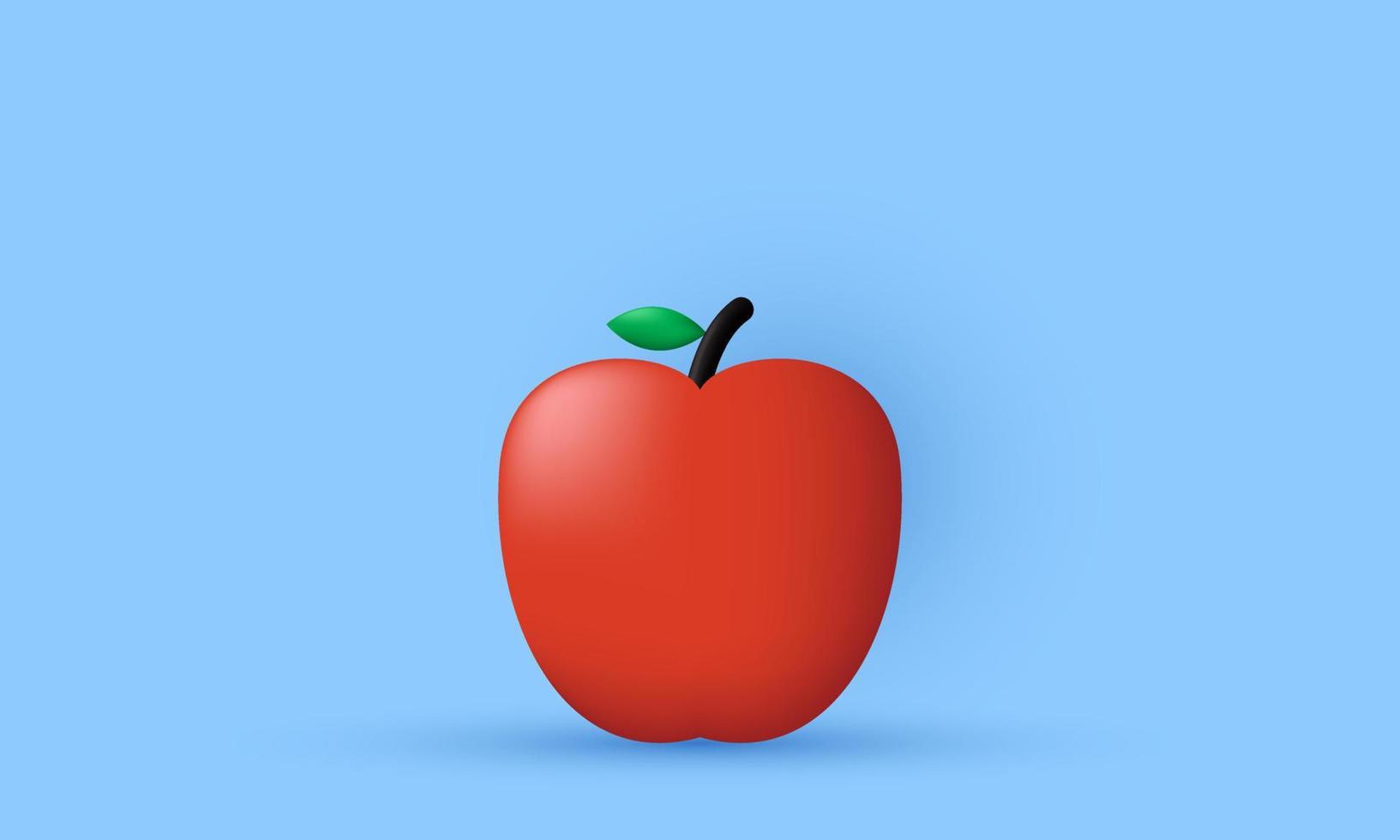 único icono de fruta de manzana roja 3d aislado en vector