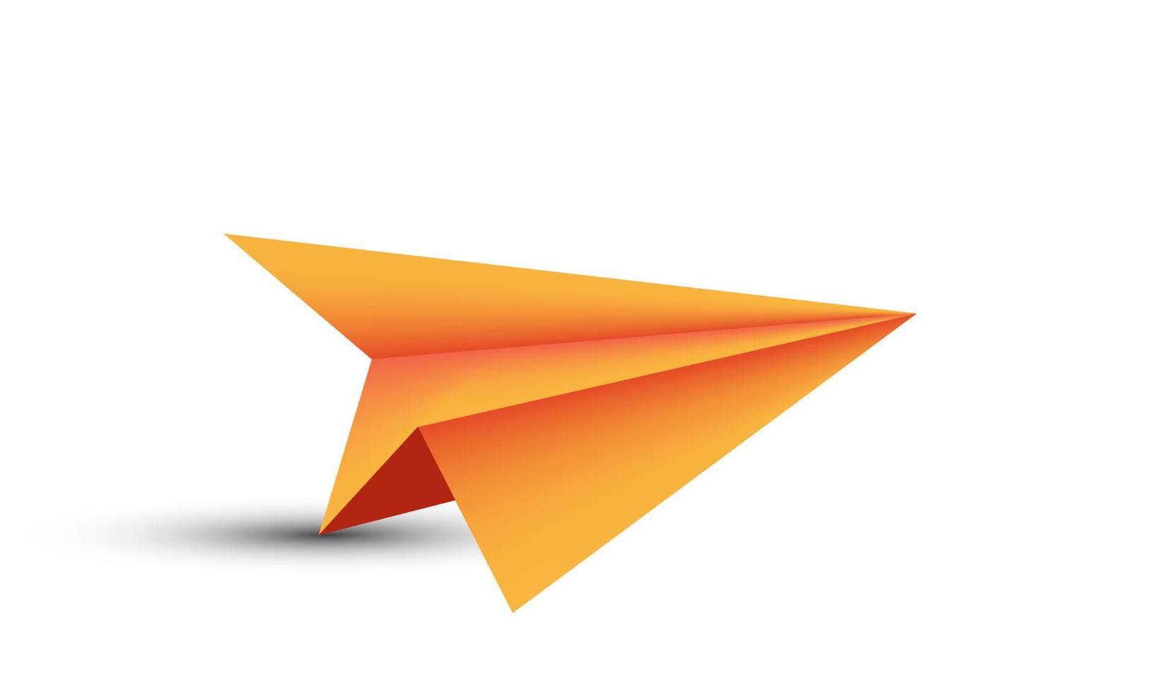 unique 3d paper airplane orange concept design icon isolated on vector