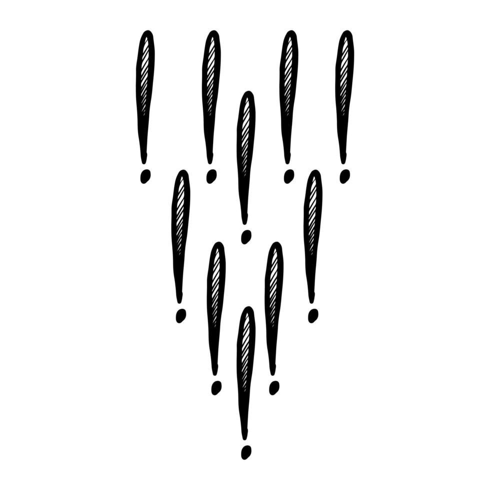 Set of hand drawn exclamation point isolated on white background. vector illustration.