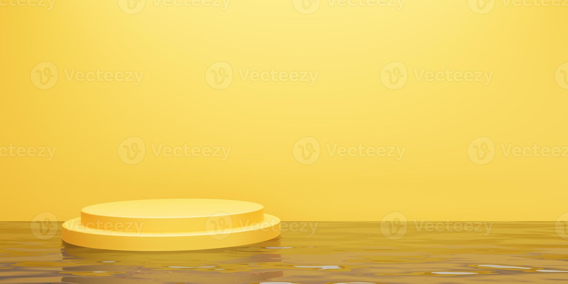 3d rendering of empty gold podium abstract minimal background. Scene for advertising design, cosmetic ads, show, technology, food, banner, cream, fashion, kid, luxury. Illustration. Product display photo