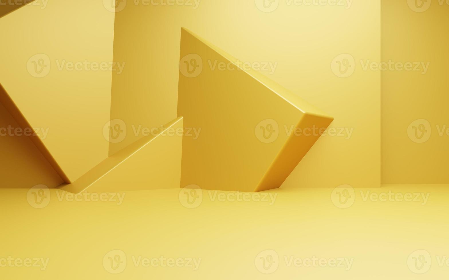 3d rendering of empty gold abstract minimal background. Scene for advertising design, cosmetic ads, show, showroom technology, food, banner, cream, fashion, luxury. Illustration. Product display photo