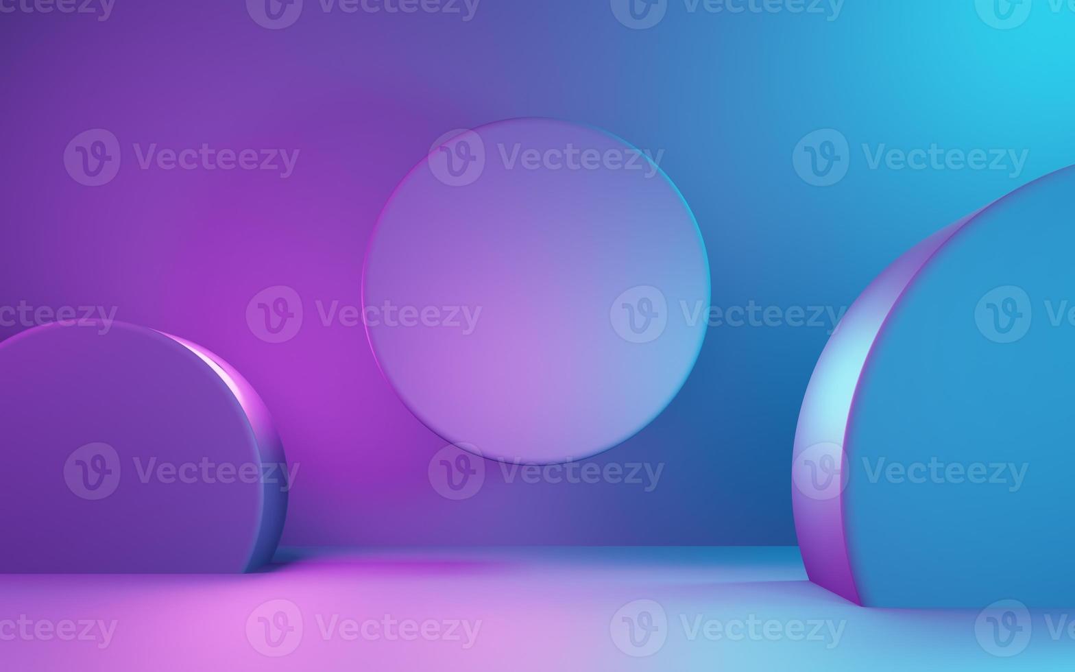 3d rendering of purple and blue abstract geometric background. Cyberpunk concept. Scene for advertising, technology, showcase, banner, cosmetic, fashion, business. Sci-Fi Illustration. Product display photo
