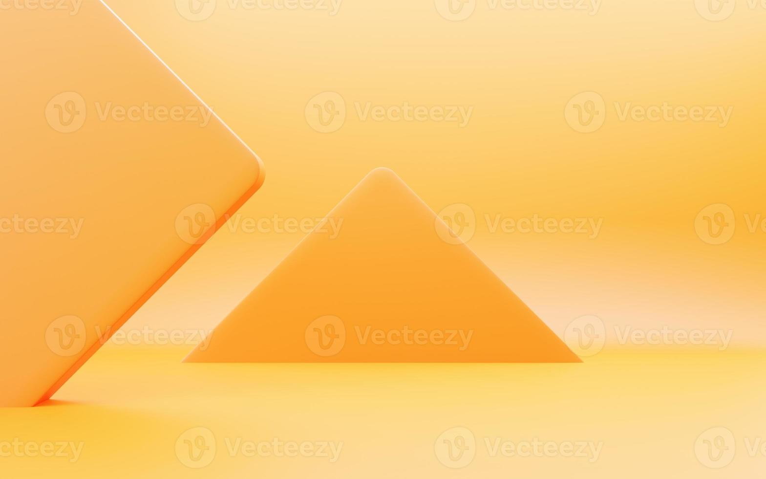 3d rendering of empty orange abstract geometric minimal concept background. Scene for advertising, cosmetic, showroom, banner, summer, fashion, technology, business. Illustration. Product display photo