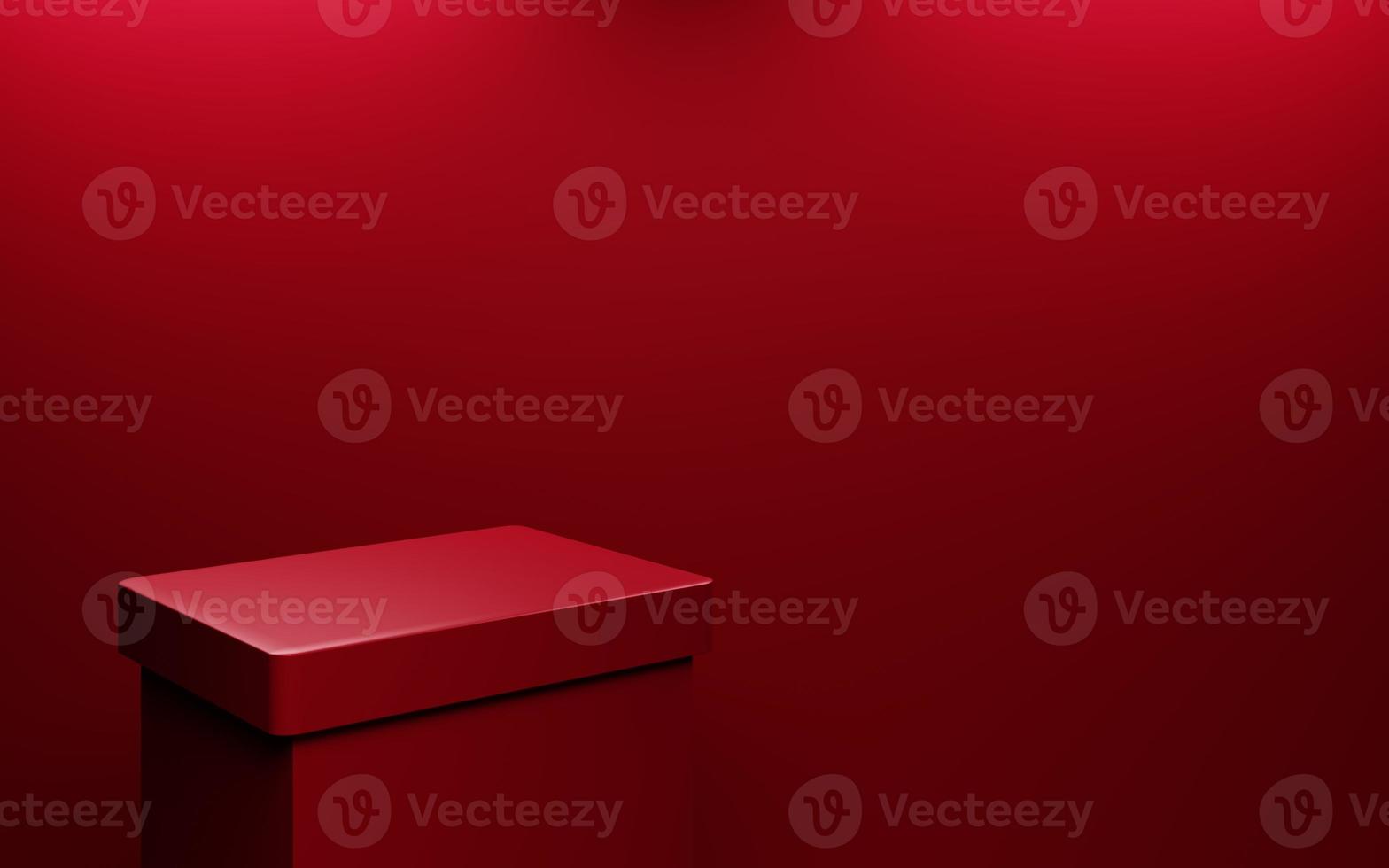 3d rendering of empty red podium abstract geometric minimal background. Scene for advertising, cosmetic ads, showcase, presentation, technology, cream, fashion, new year. Illustration. Product display photo