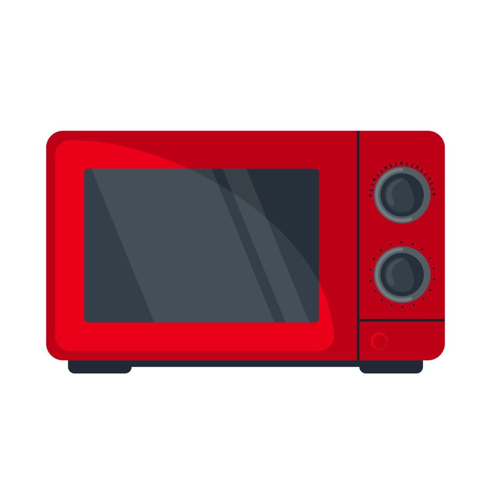 Red Microwave oven icon in flat style isoated on white background. Vector illustration